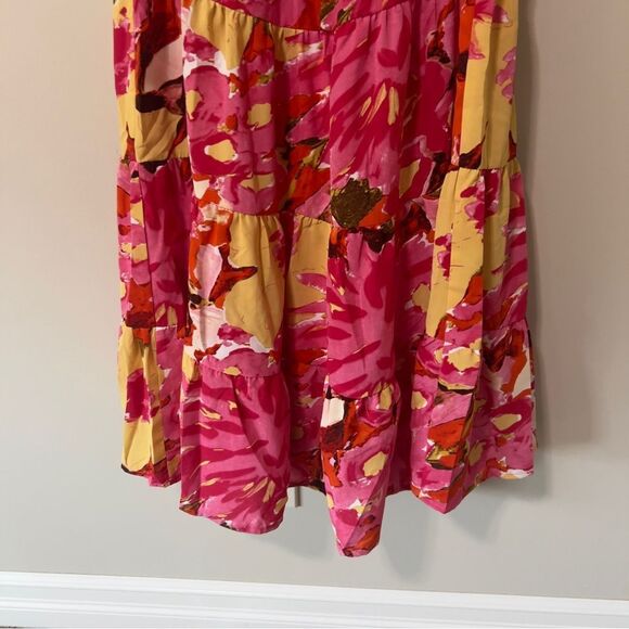 Entro Womens Sleeveless Multicolor V Neck Cut Out Tiered Floral Maxi Dress Large - Picture 8 of 11